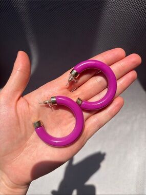 Purple Hoop Earrings - Bold Resin Hoops